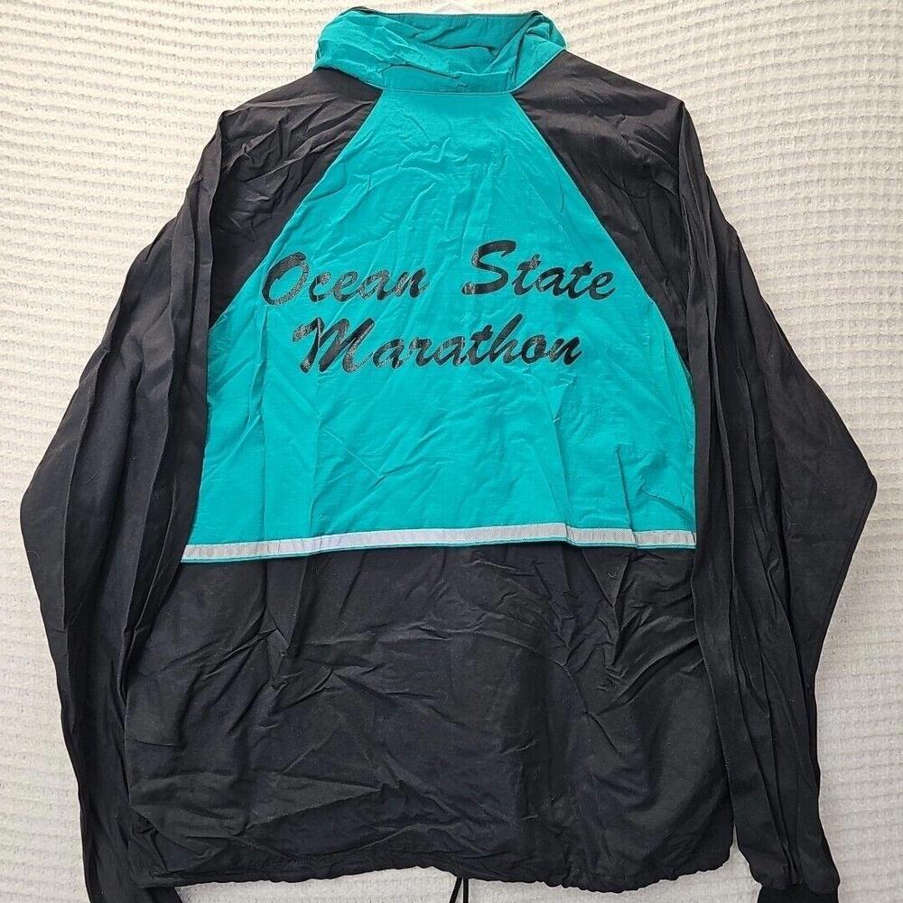 Vintage Ocean State Marathon Windbreaker RI Sz Large USA Best Of Times Black Gre